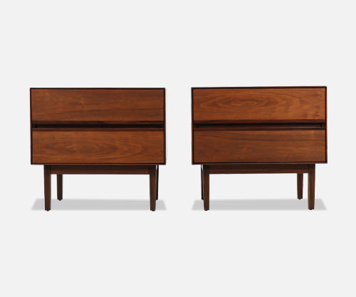 Mid-Century Modern Walnut Night Stands by Stanley Furniture