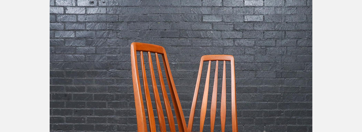 Niels Koefoed "Eva" Teak & Leather Dining Chairs for Koefoeds Hornslet