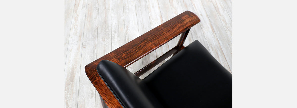 Nordic Modern Sculpted Rosewood Reclining Lounge Chair