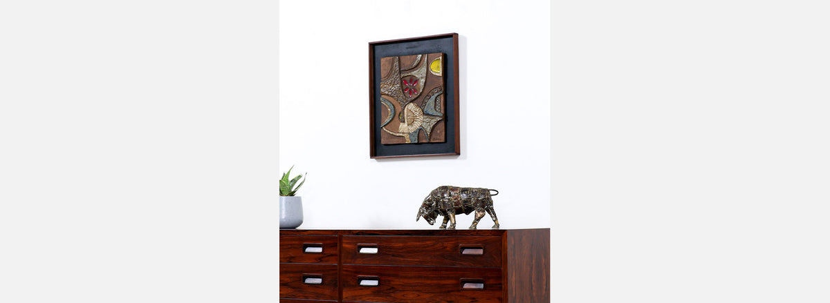 California Modernist Ceramic Plaque Wall Art by Frank Matranga