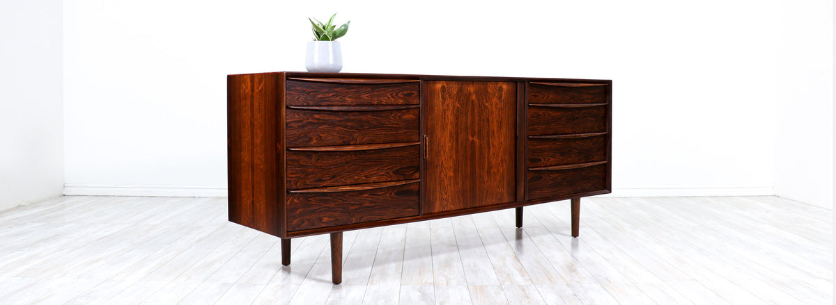 Svend A. Larsen Tambour-Door Rosewood Dresser for Falster Møbelfabrik