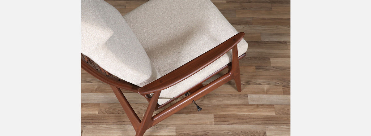 Milo Baughman Sculptural Walnut Reclining Chair for James Inc.
