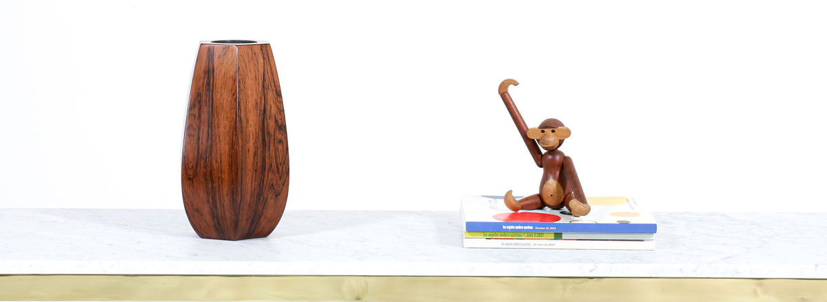 Danish Modern Faceted Rosewood Vase