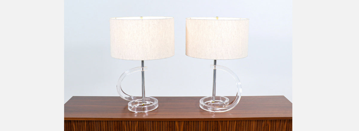 Mid-Century Modern Sculpted Lucite Table Lamps