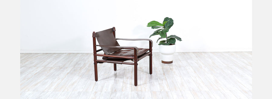 Swedish Modern “Sirocco” Safari Leather Lounge Chair by Arne Norell