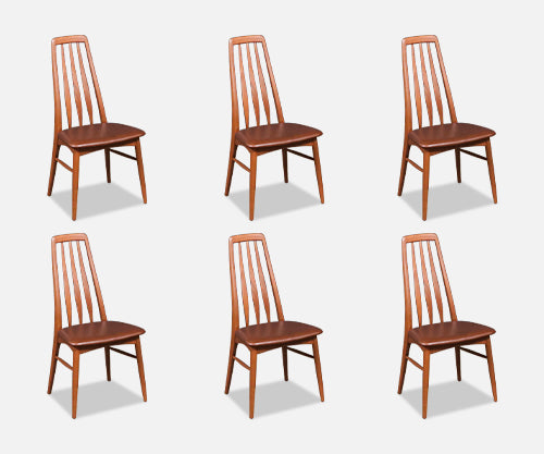 Niels Koefoed "Eva" Teak & Leather Dining Chairs for Koefoeds Hornslet