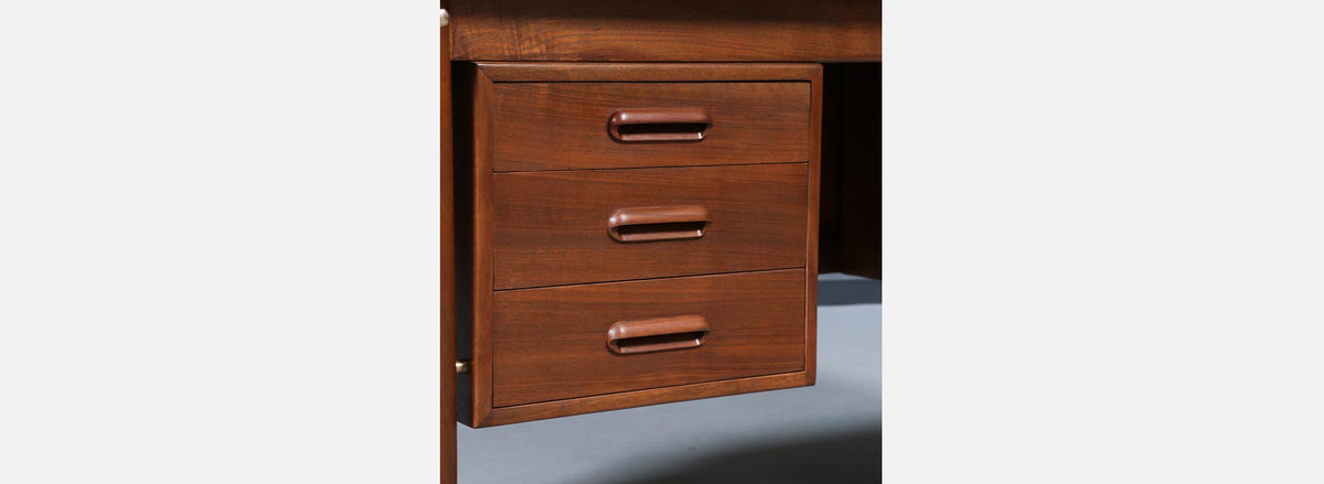 Danish Modern Executive Walnut Desk by Gunnar Schwartz