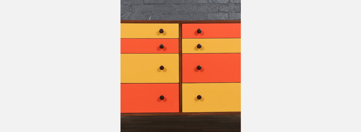 Milo Baughman Multi-Color Lacquered Dresser for Glenn of California. 