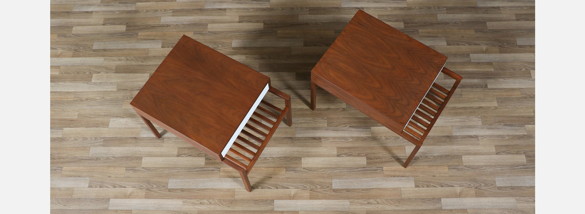 California Modern Slatted Walnut Side Tables by John Keal