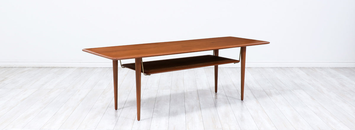 Peter Hvidt & Orla Mølgaard-Nielsen Teak & Cane Coffee Table for France & Søn