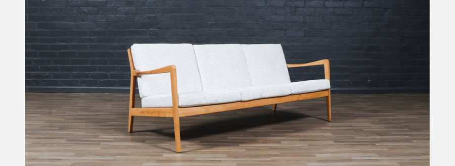 Folke Ohlsson Model “Tema 1” Beechwood Sofa for Dux