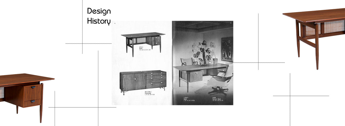 Finn Juhl Executive Walnut Desk with Caning for Baker Furniture