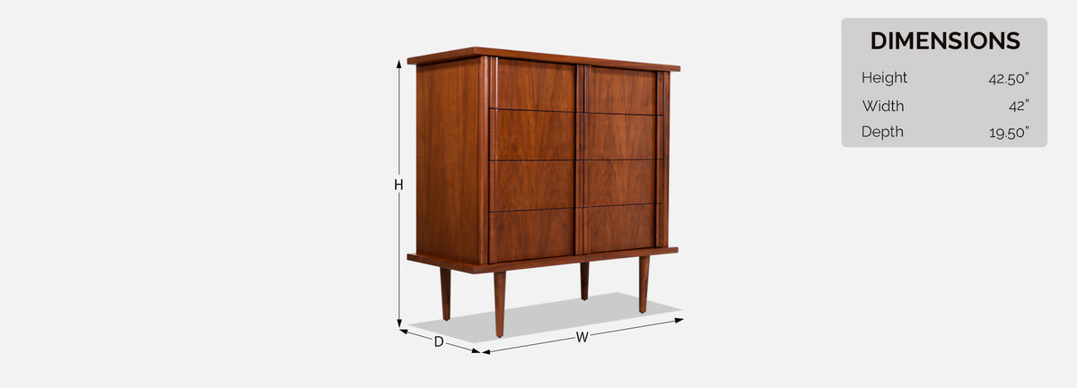 American of Martinsville Sculpted Walnut Highboy