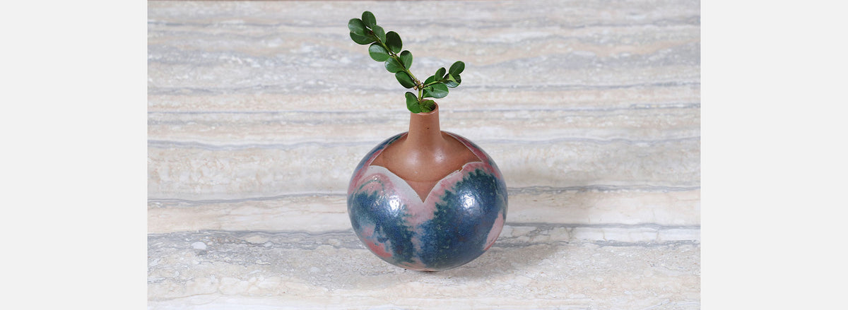 Robert Maxwell Studio Ceramic Vase with Blue & Green Glaze