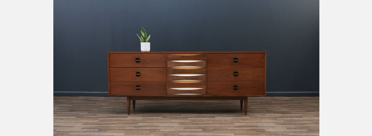 Mid-Century Modern Dresser w/ Lacquered Bowtie Drawers
