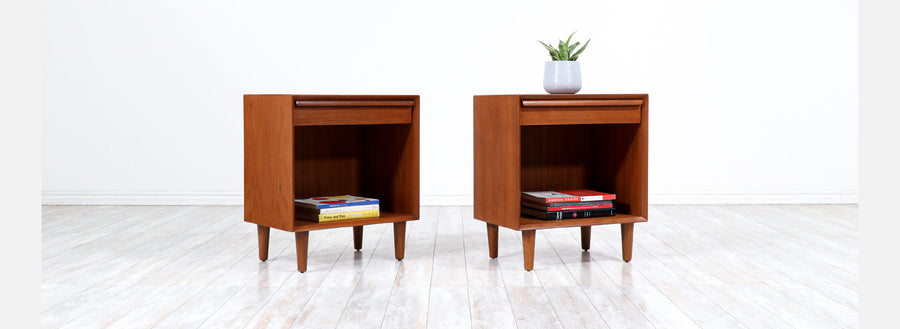 Danish Modern Teak Night Stands with Single Drawers