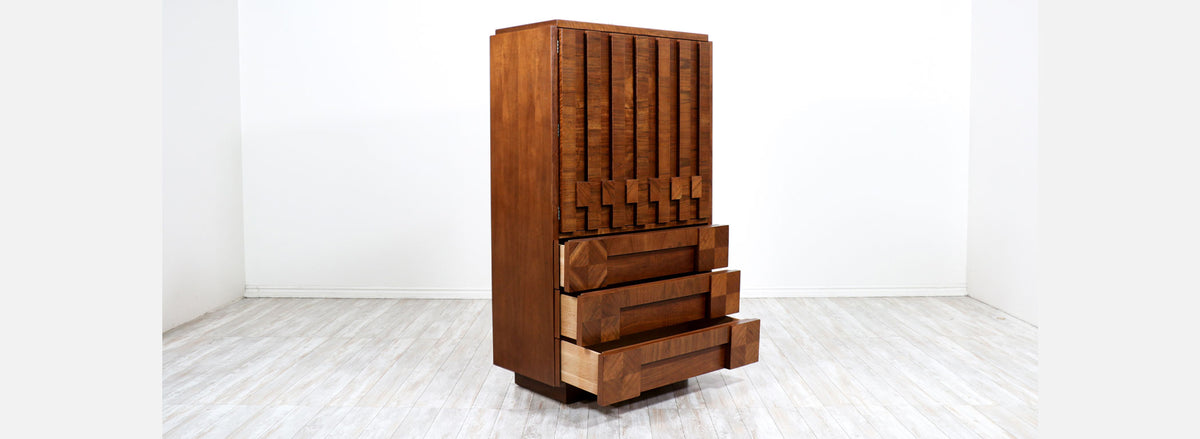 Mid-Century Modern "Stacatto" Geometric Highboy by Lane Furniture Co.