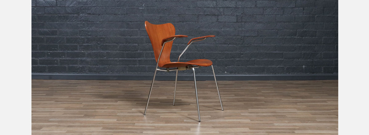 Arne Jacobsen Series-7 Teak Desk Chair for Fritz Hansen