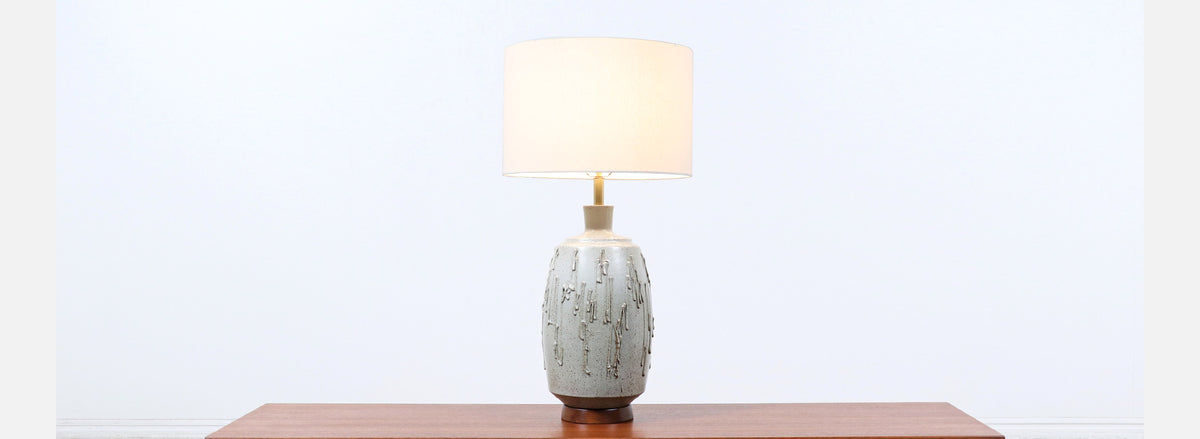 David Cressey Glazed Drip Texture Ceramic Table Lamp for Architectural Pottery