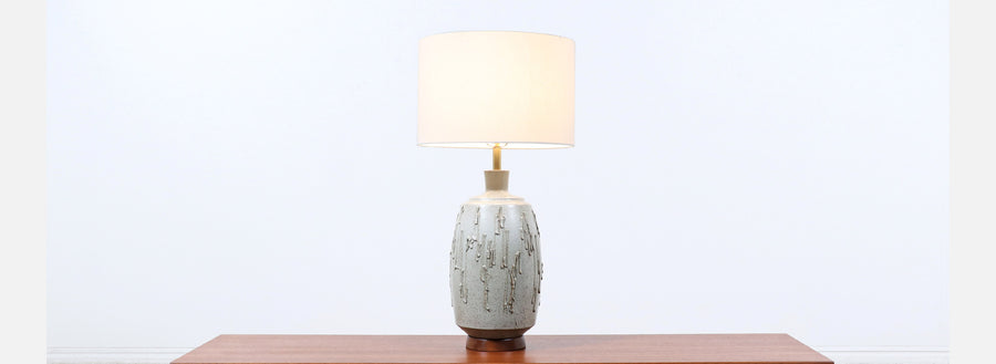 David Cressey Glazed Drip Texture Ceramic Table Lamp for Architectural Pottery