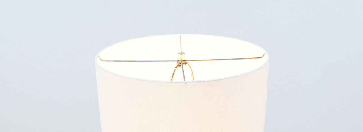 Mid-Century Modern Sculpted Floor Lamp with Brass Accents 