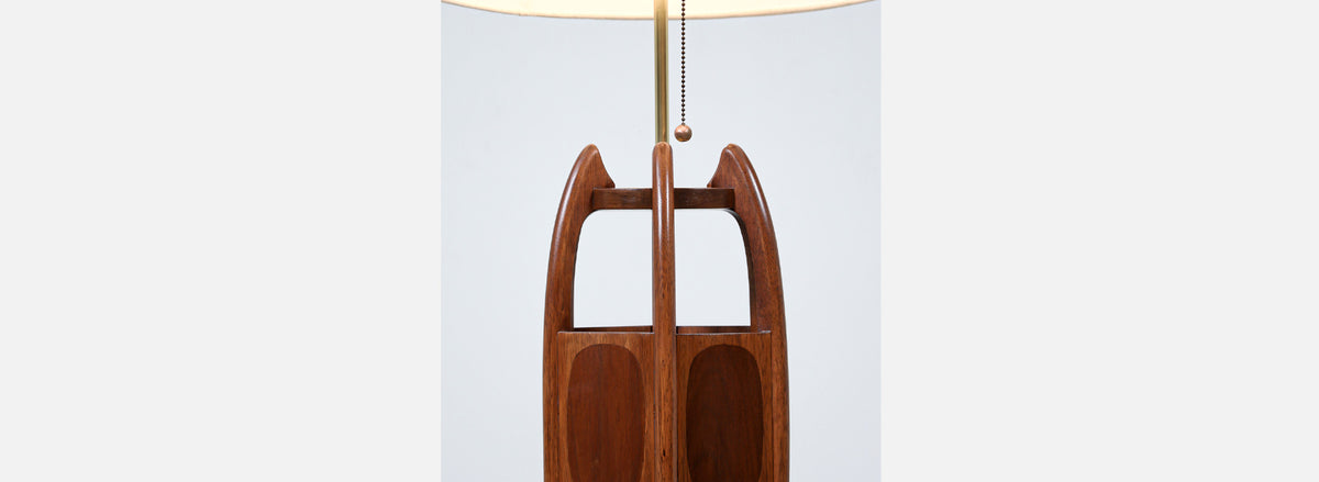 California Modern Sculpted Table Lamp with Inlaid Wood by Modeline of CA