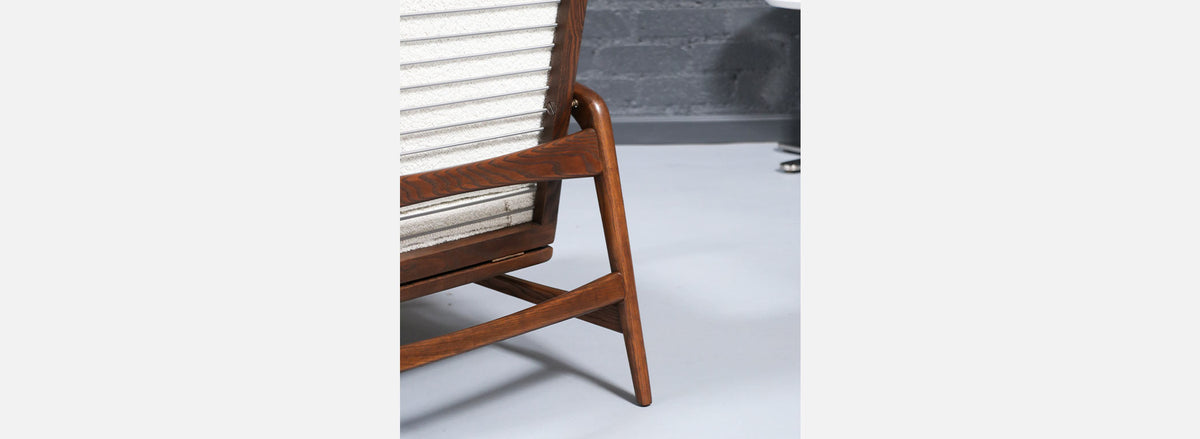 Danish Modern Reclining Lounge Chair with Ottoman by Ib Kofod-Larsen
