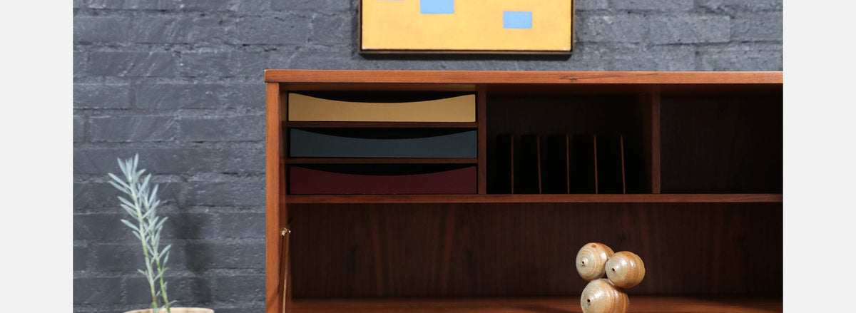 Yngve Ekström Walnut Drop-Leaf Writing Desk for Dux