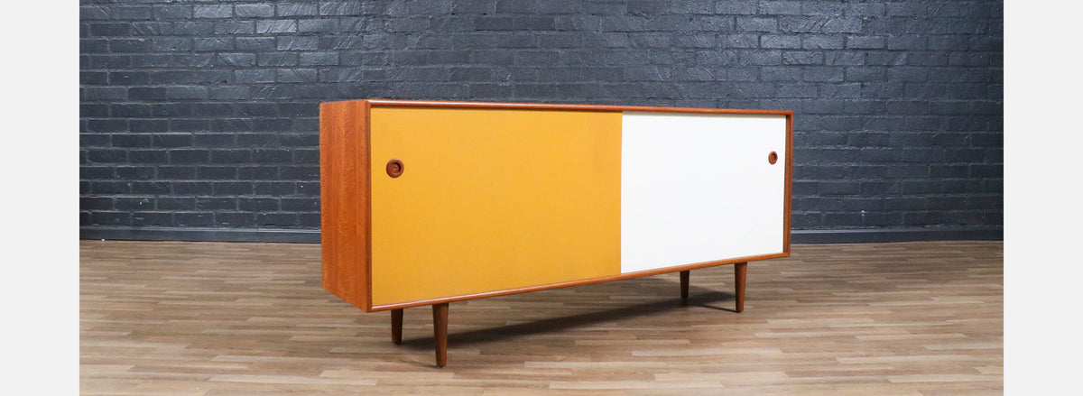 Danish Modern Teak & Two-Tone Lacquered Credenza