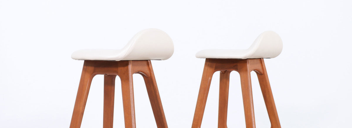 Pair of Erik Buch Teak Bar Stools for Oddense Maskinsnedkeri