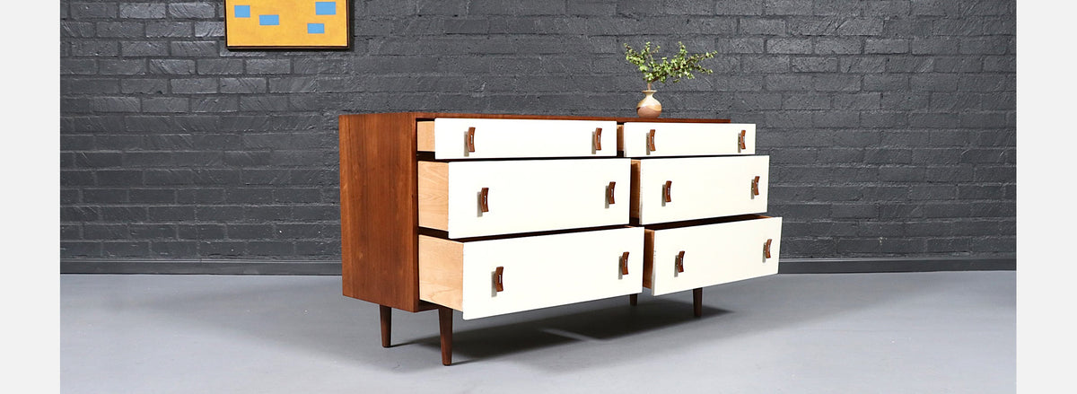 California Modern 6-Drawer Two-Tone Lacquered Dresser by Stanley Young