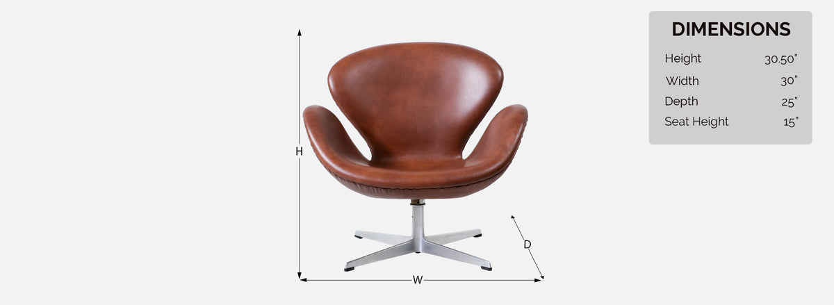 Vintage Arne Jacobsen Cognac Leather "Swan" Chair for Fritz Hansen