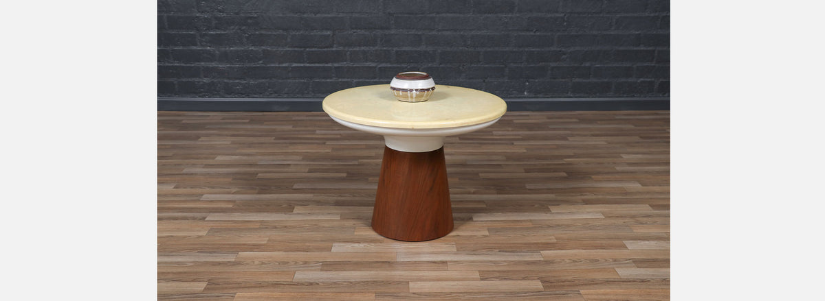 Frank Rohloff Tulip Marble & Walnut Side Table for Brown Saltman 