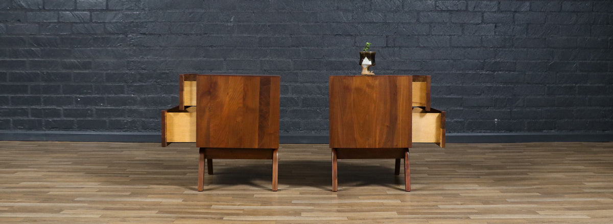 Mid-Century Californian Modern Sculpted Walnut Night Stands