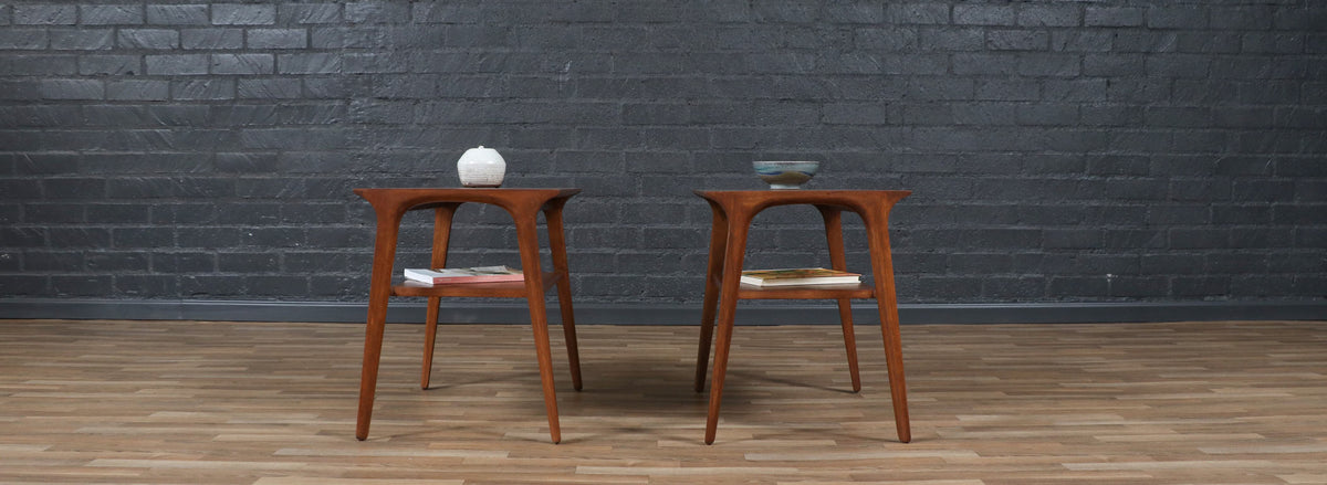 John Van Koert “Profile” Two-Tier Side Tables for Drexel