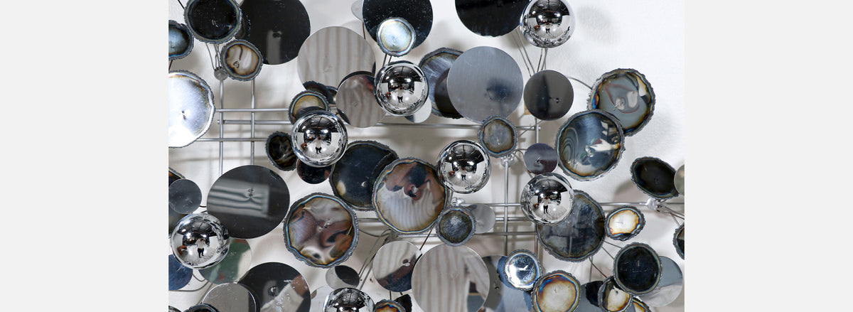 Large Vintage Curtis Jere "Raindrop" Chrome Wall Sculpture for Artisan House