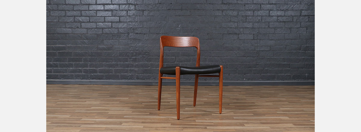 Niels Moller Model-75 Teak & Leather Dining Chairs
