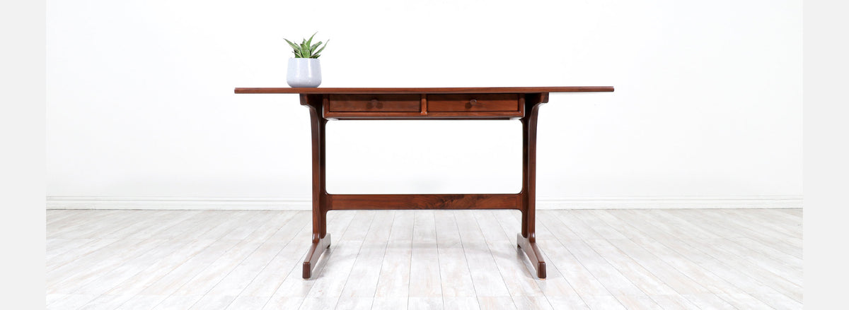 American Modern Studio Craft Sculpted Walnut Partners Desk
