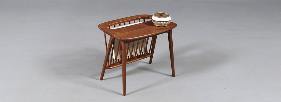 Arthur Umanoff Vintage Spindle Side Table with Magazine Shelf