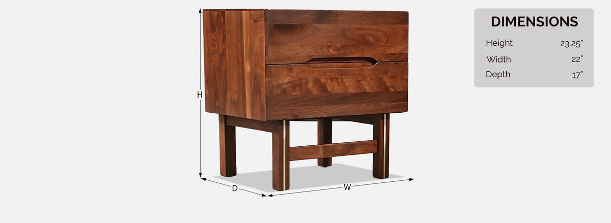 Mid-Century Modern Walnut Night Stands w/ Metal Accents
