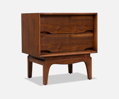 Mid-Century Modern Sculpted Walnut Night Stand