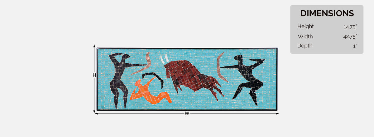Mid-Century Modern Mosaic Tile of Bull Wall Plaque
