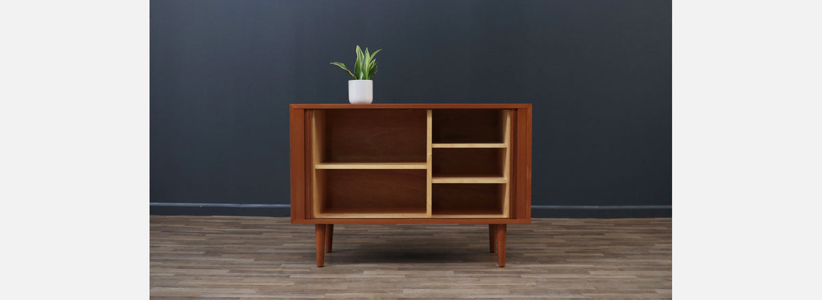 Carlo Jensen Teak Tambour-Door Cabinet for Hundevad Co.