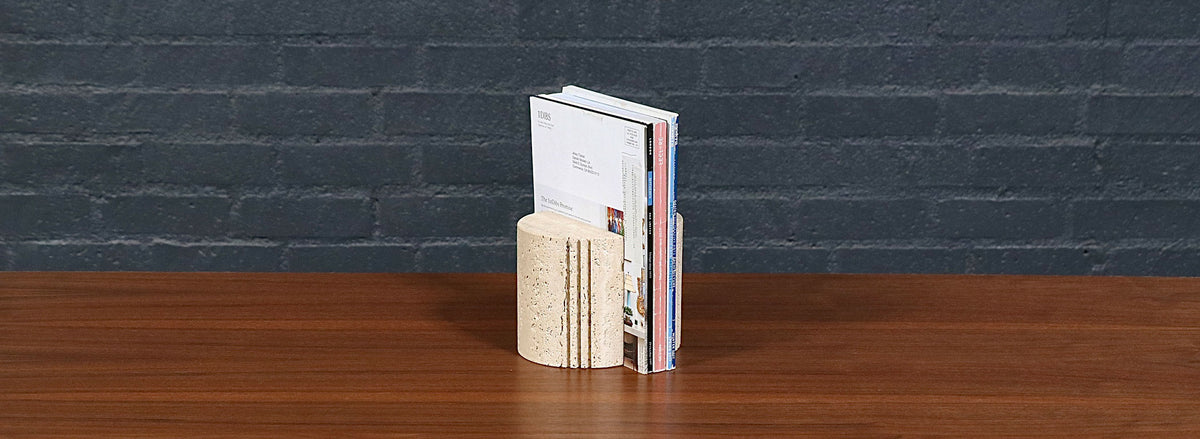 Italian Modernist Travertine Bookends by Fratelli Mannelli for Marble Art