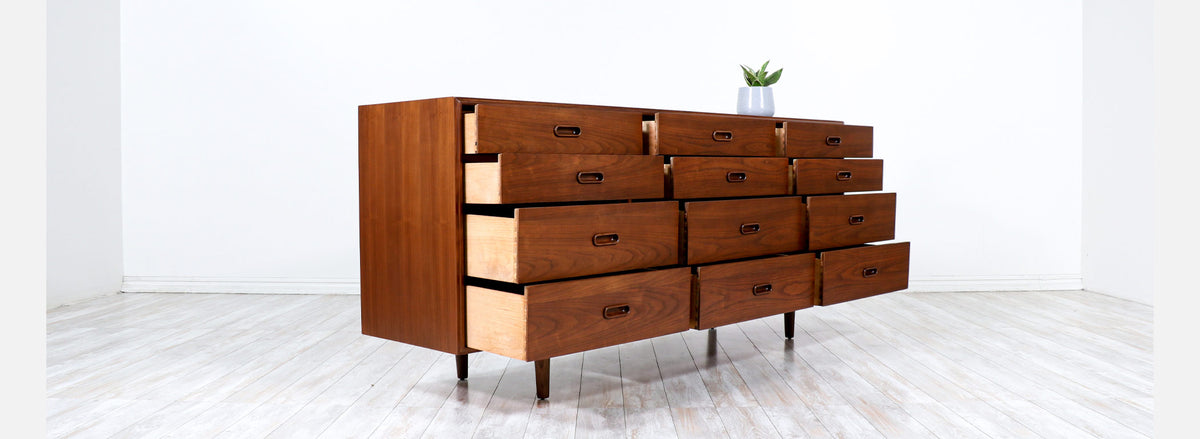 Jack Cartwright Walnut 12-Drawer Dresser for Founders Co.