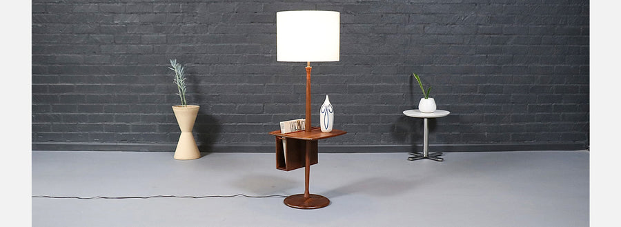 Laurel Floor Lamp w/ Removable Magazine Holder & Tray Table