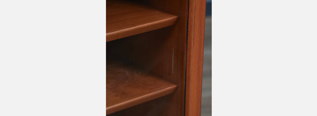 Danish Teak Bookcase w/ Glass Sliding Doors
