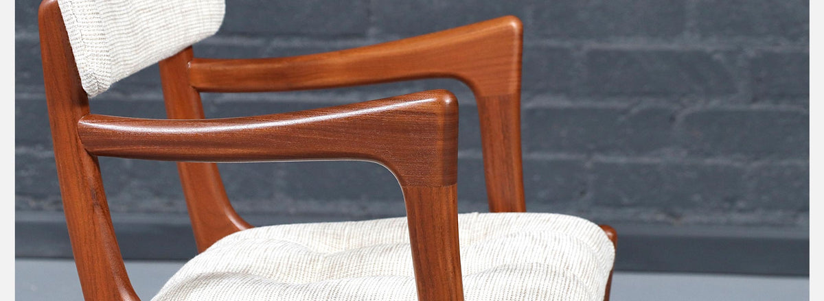 Mid Century Modern Teak & Tweed Dining Chairs by Peter Hayward 