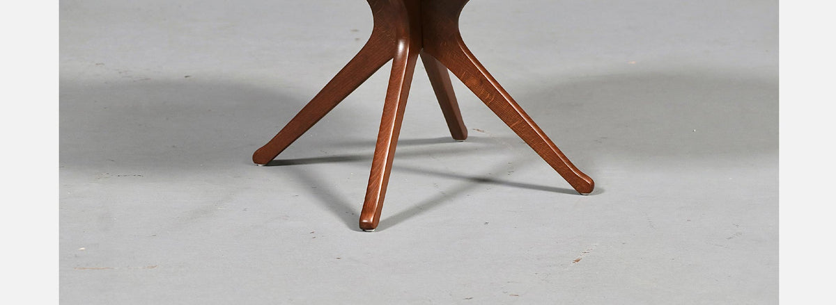 Italian Mid Century Sculpted Wood & Travertine Side Table