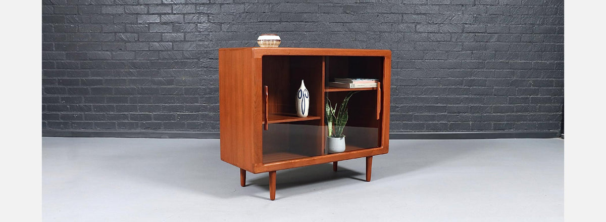 Bernhard Pedersen and Son Teak & Glass Bookcase Credenza